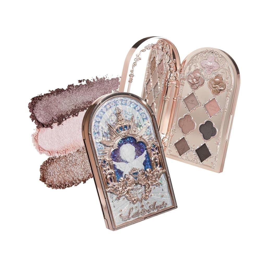 Flower Knows Little Angel Paleta de Sombras de 9 Cores, Paleta de Maquiagem Rosa Bege com 6 Tons Matte + 3 Tons Brilhant