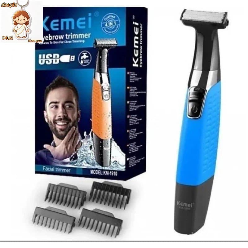 Barbeador Elétrico Recarregável Kemei 1910 A Prova D'Água