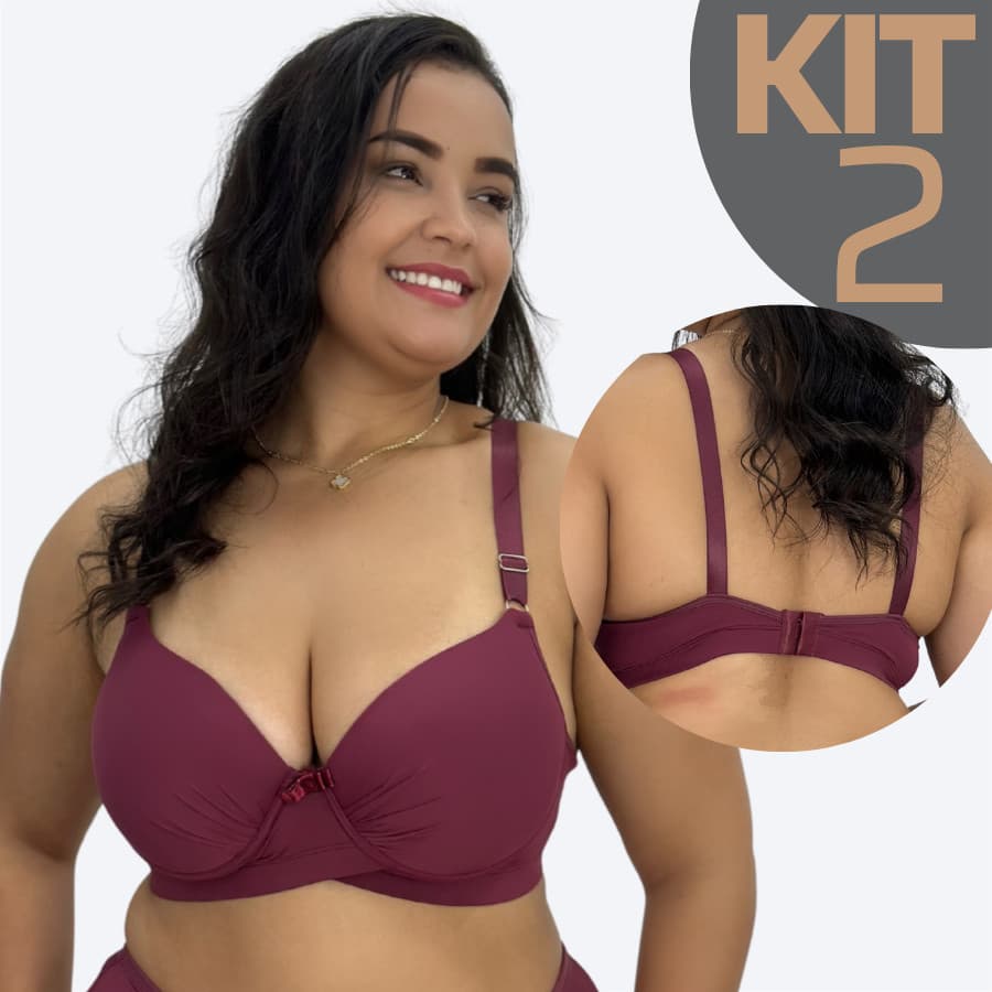 KIT 2 Sutiãs Plus Size Com Bojo Reforçado Microfibra Premium Alças Largas Confortável Sustentação Tamanho 48 50 52