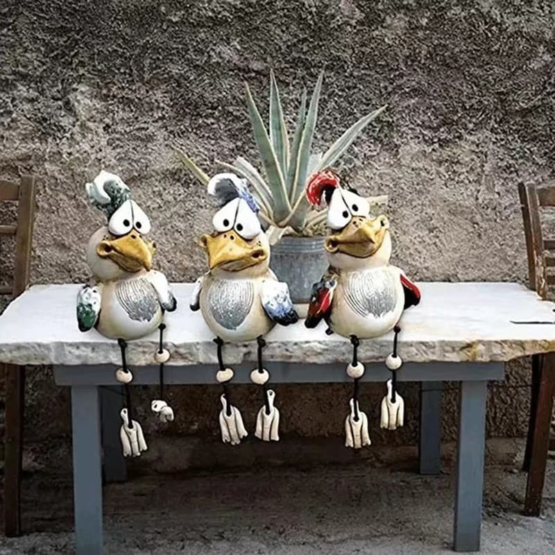 Venda quente interessante decorações de resina de frango decoração Design Spoof estúpido frango decoração para casa conj