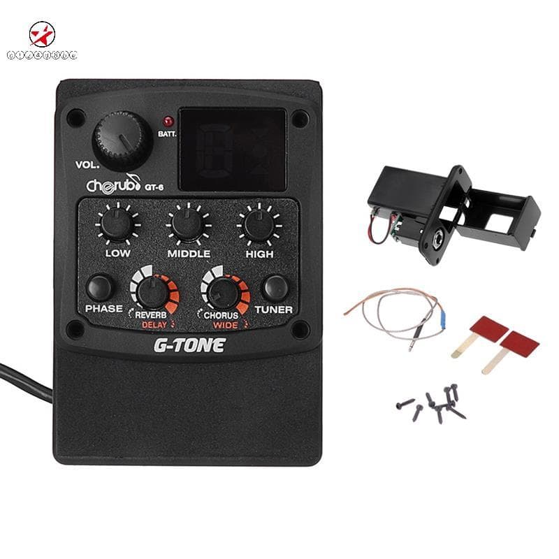 G-Tone GT-6 Guitarra Acústica Pré-Amplificador Piezo Captador 3 Bandas EQ Equalizador LCD Tuner Reverb Atraso Coro Efeit