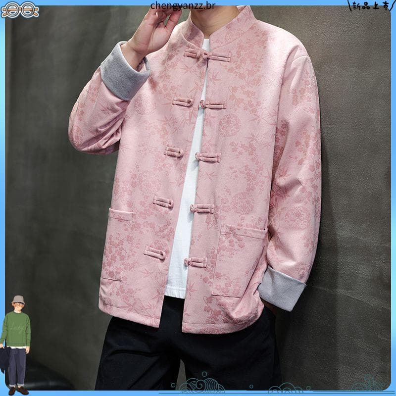 Primavera outono novo estilo estilo chinês Tang terno novo estilo chinês fivela jaqueta masculina terno de montanha chin