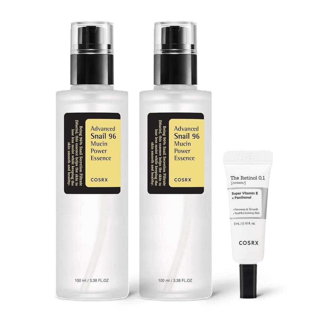 COSRX Snail 96% Mucin Power Essence 2 unidades e Creme de Retinol 0,1% Amostra Mini 1 unidade, Kit Inicial para Pele de