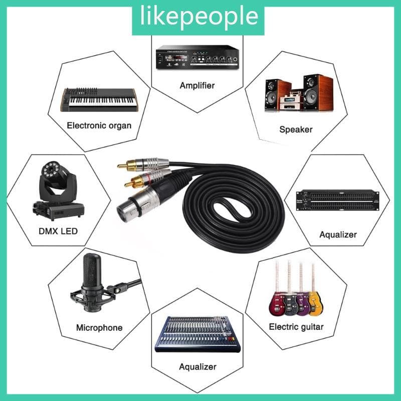 LIKE Conexão Som Analógico 2RCA Para XLR Fiação Música Diária