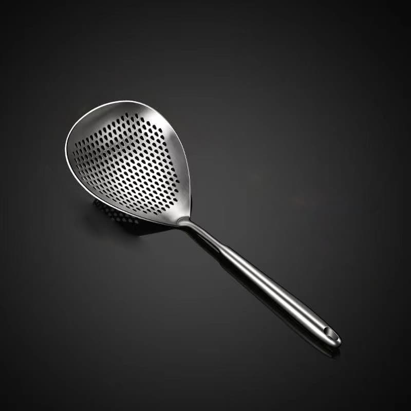 Escumadeira de aço inoxidável 304 para uso doméstico, escumadeira para pimentas, utensílio de cozinha para retirar macar