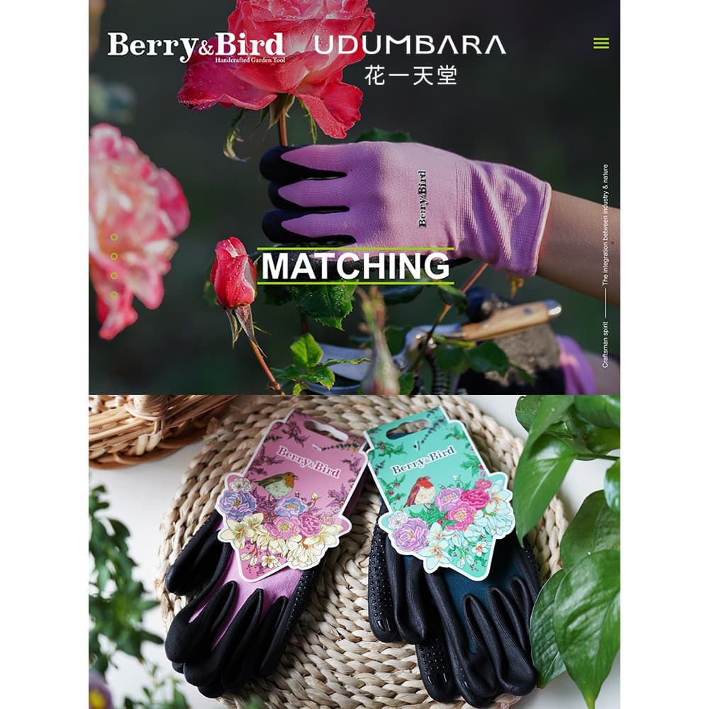 Berry & Bird Luvas de jardinagem de alto valor antiderrapante resistente ao desgaste suculenta flor mudança pote ferrame