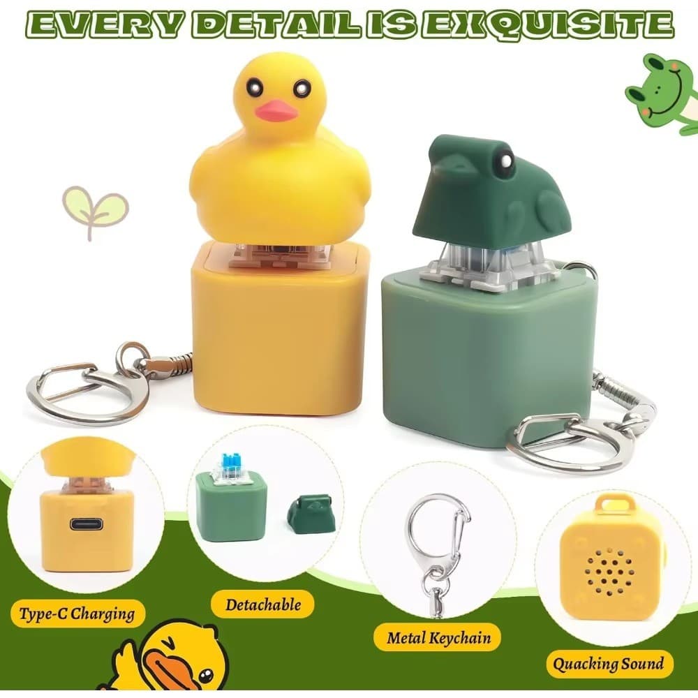 Quacking Pato Croking Sapo Teclado Fidget LED Luz Clicker Brinquedos Com Sons , Tipo-C Recarregável Alívio Do Estresse C
