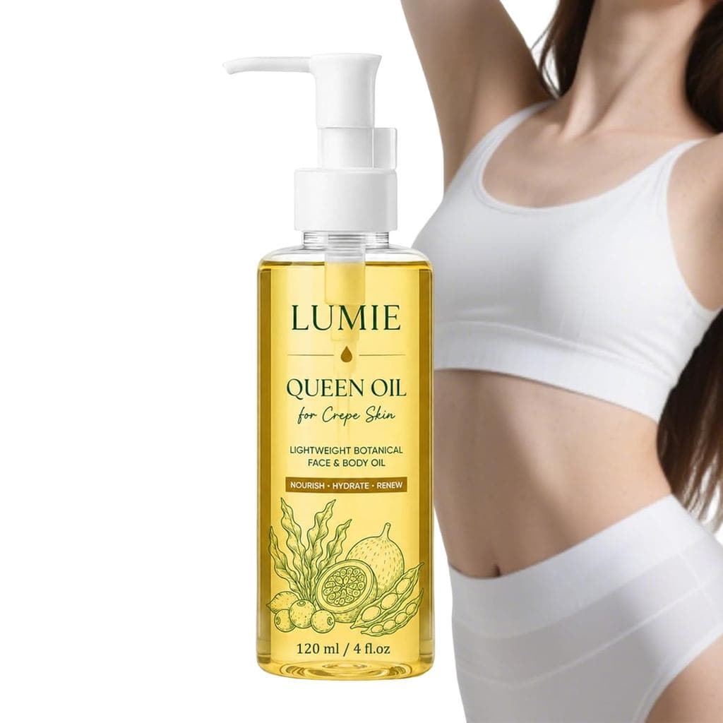 Óleo Lumie Queen para Crepe, 4 Fl Oz, Óleo Corporal Botânico, Óleos Corporais com Colágeno para Lifting, Óleos Hidratant