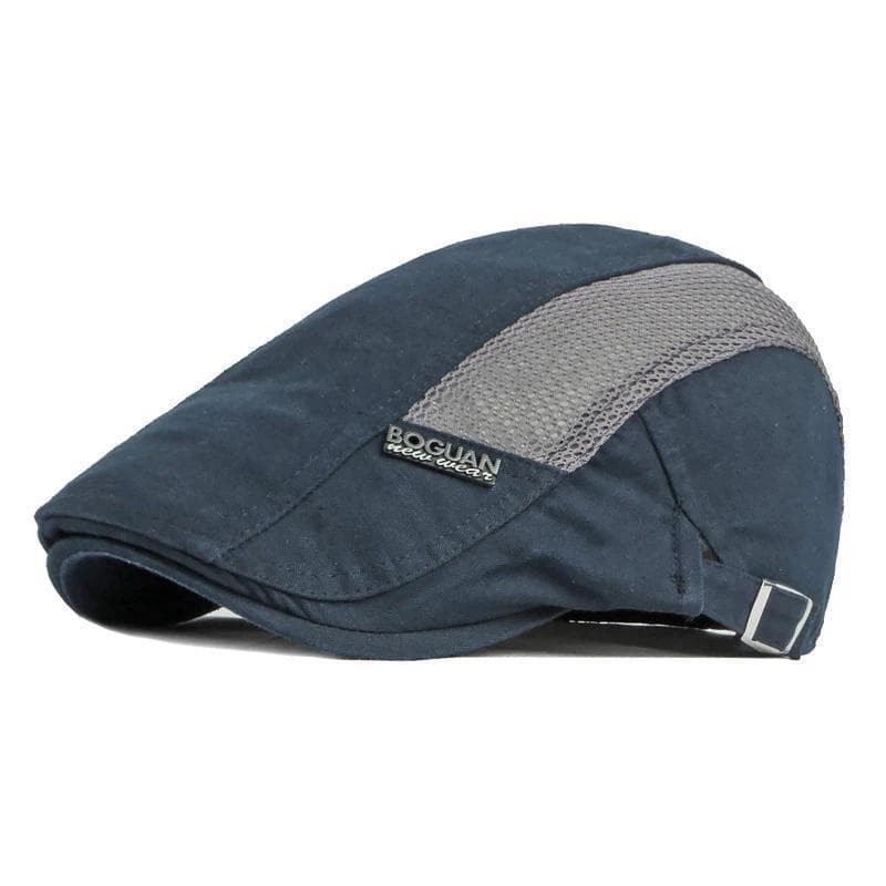 Boné Beret Fino e Respirável para Primavera e Verão, Boné de Algodão Vintage Britânico para Homens, Boné Ajustável com P