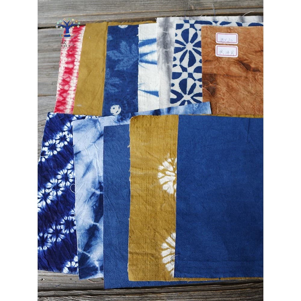 Azul Yan Tie-dye peça pequena pano azul tingimento grama tintura Mix jogo retalhos peça artesanal Zero pano cabeça DIY p