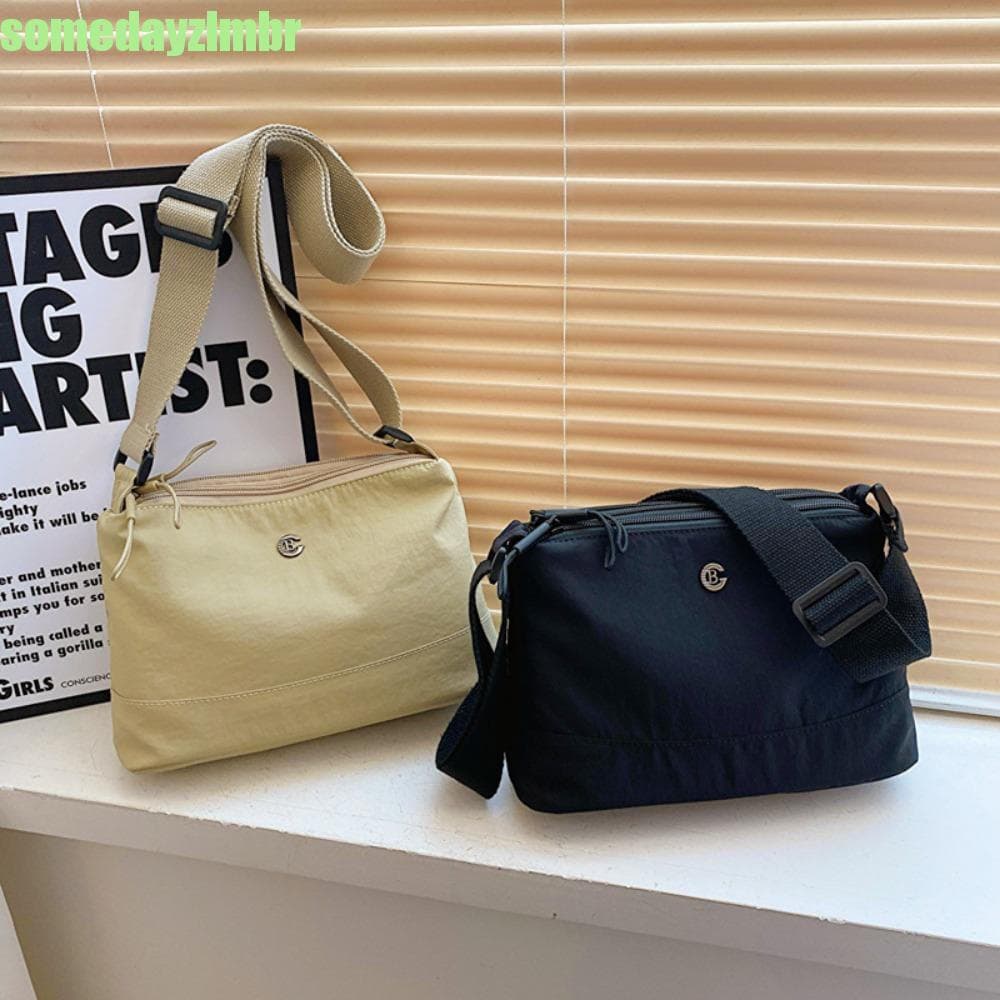 SOMEDAYZL0M Bolsa De Ombro De Grande Capacidade , Quadrada De Nylon De Cor Sólida Estilo Japonês , Preta