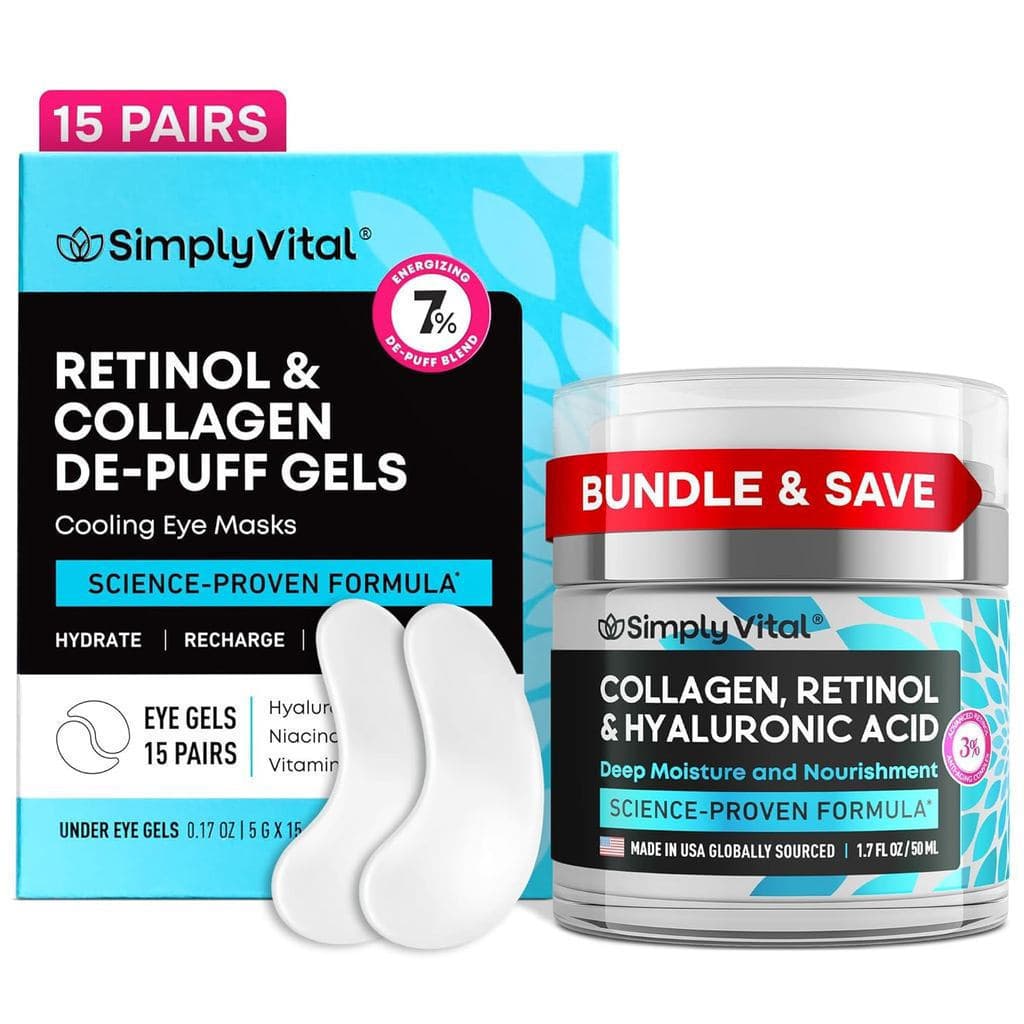 SimplyVitalCollagen&CoolingEyeMasksBundle – Hidratante facial anti-envelhecimento, adequado para rosto, pescoço e...