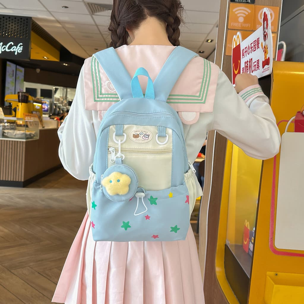 Mochila Estrela Fofa, Nova, Colorida, Leve e Versátil, Mochila Infantil para Jardim de Infância, Mochila Escolar para Me