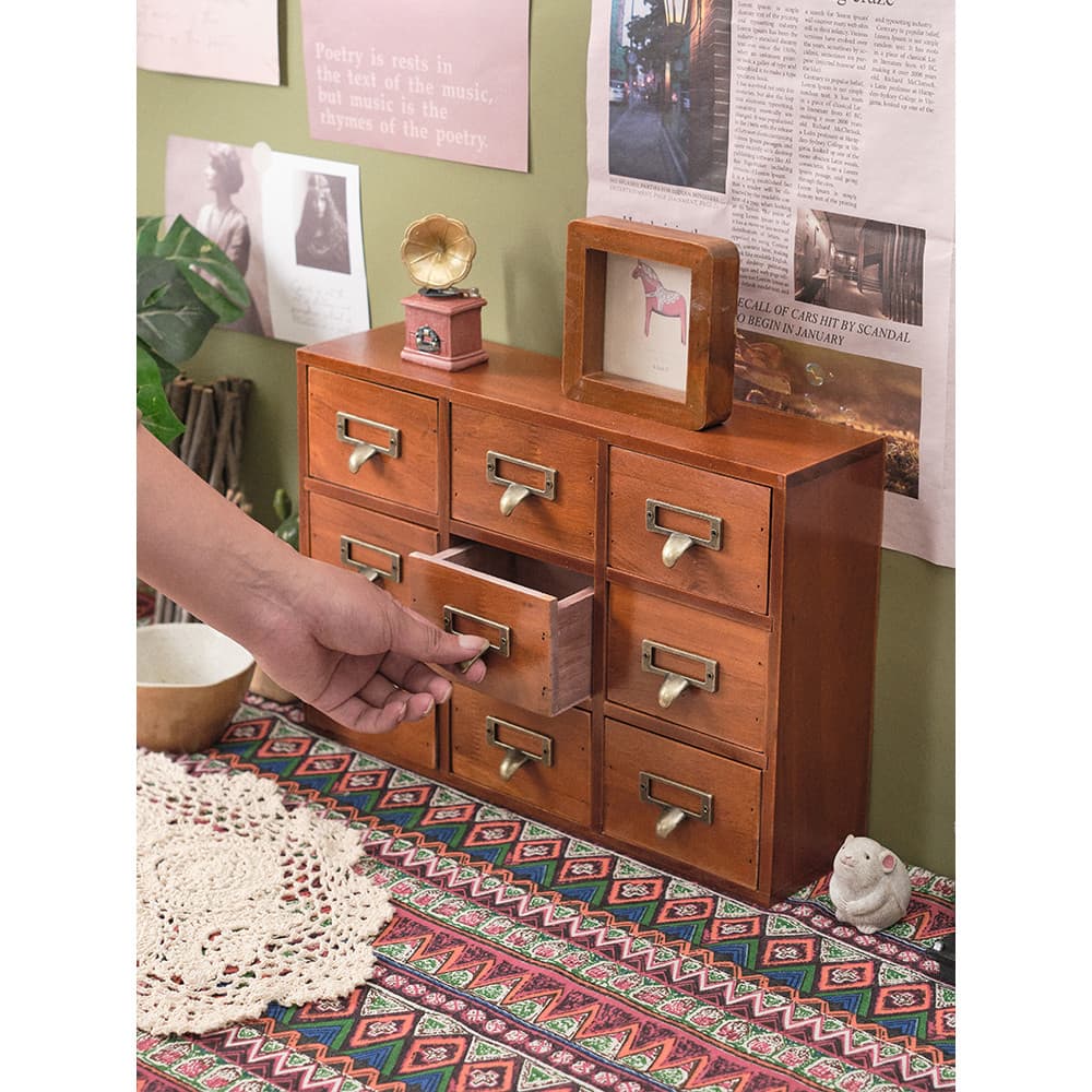 Organizador de armazenamento de mesa tipo gaveta grande armário Retro de madeira fita de mesa doméstica caixa de armazen