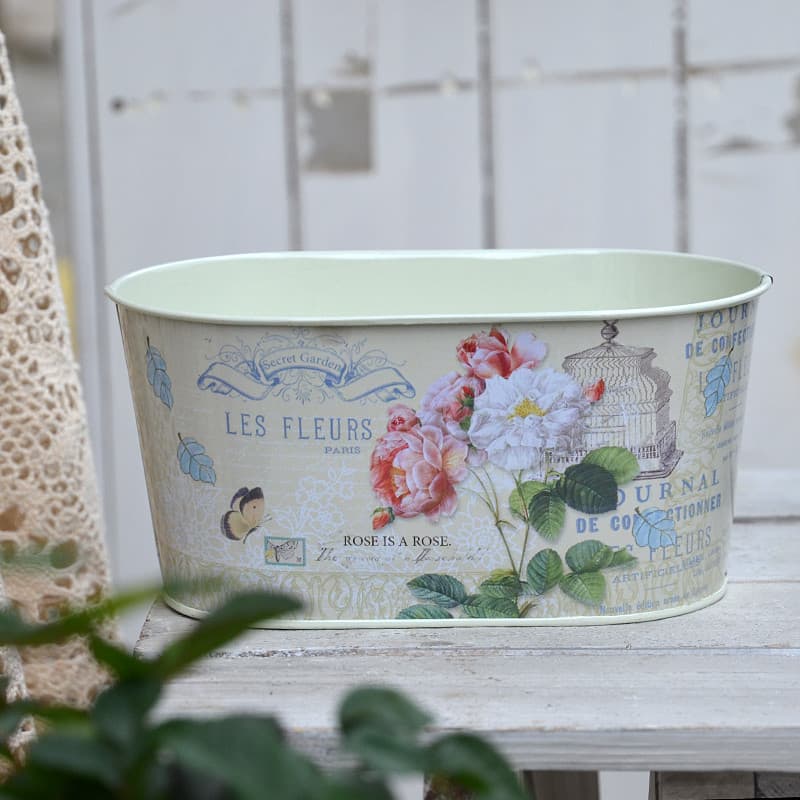 Arte em ferro jardim vaso de flores criativo mobiliário doméstico balde de flores Oval sala estar lata estilo Pastoral f