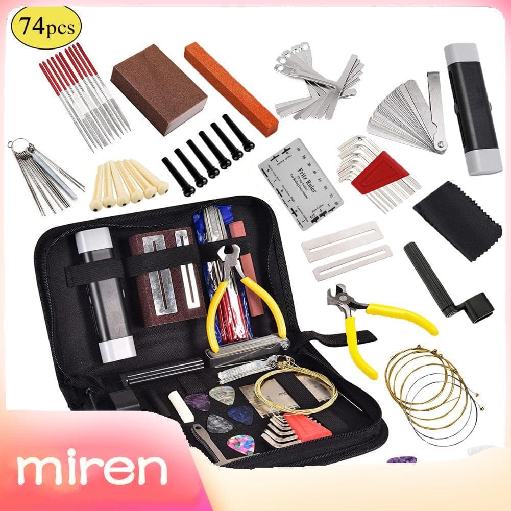 miren.br 74 PCS Kit de ferramentas de guitarra com bolsa de transporte Ferramentas de manutenção de reparo Régua de