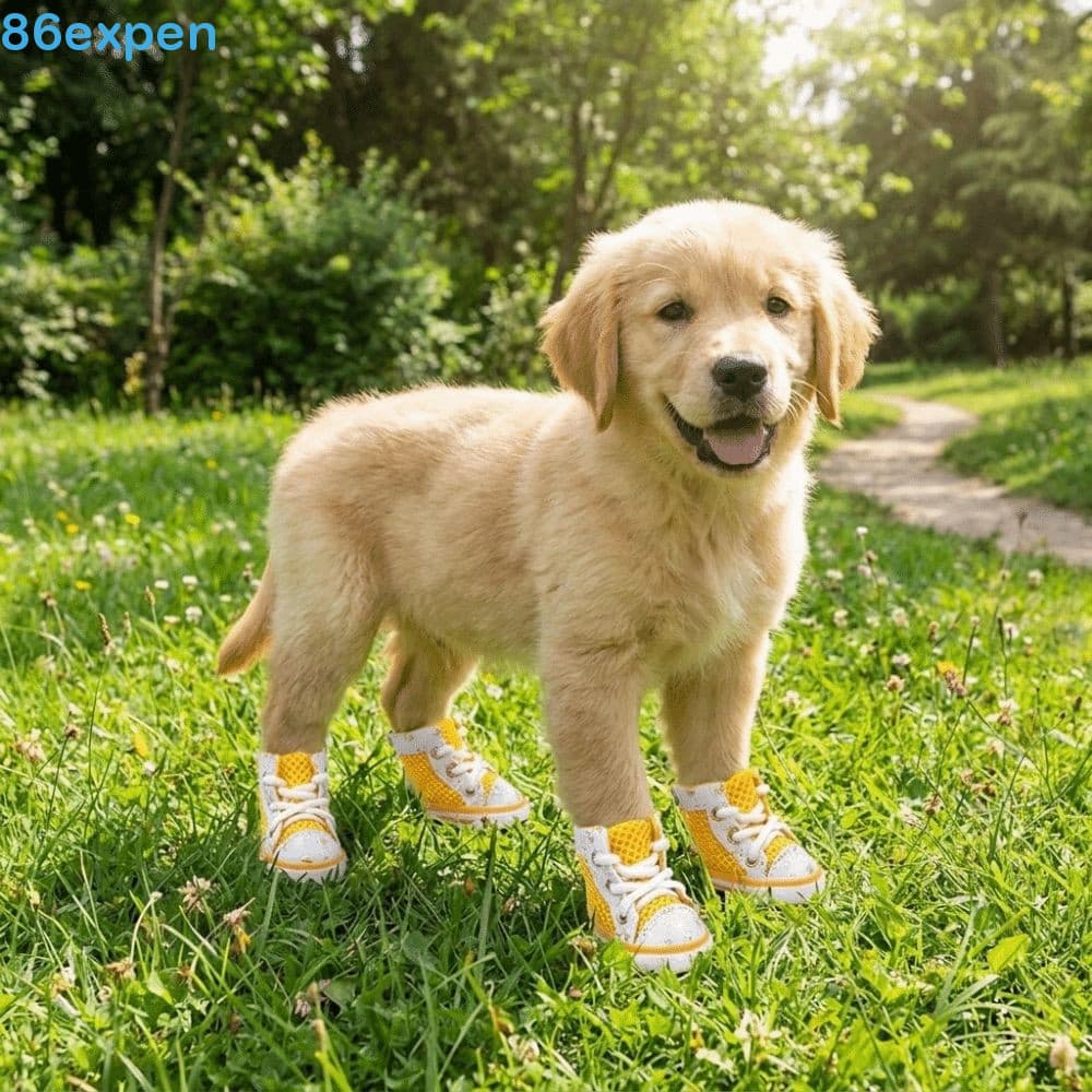 EXPEN1 Sapatos De Malha Para Cães , Lona Respiráveis Antiderrapantes Animais De Estimação , Tênis Ajustáveis Resistentes