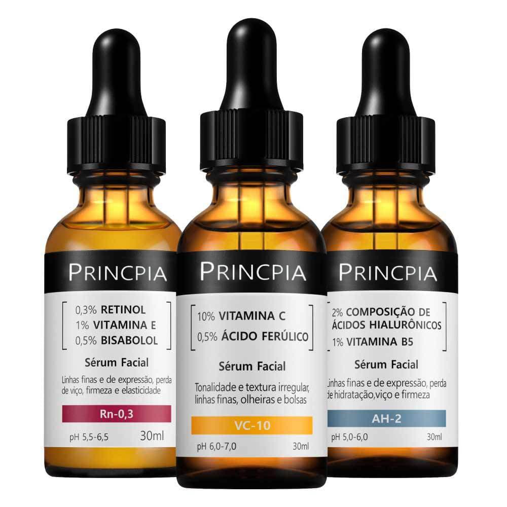 Kit Rejuvenescedor Essencial Trio Sérum Vitamina C + Retinol + Ácido Hialurônico
