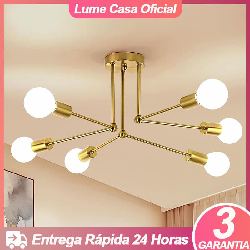 Luminária Teto Lustre Moderno Lâmpada De Teto Semi-Embutida Para Sala Cozinha 6 Lâmpadas 127V/220V