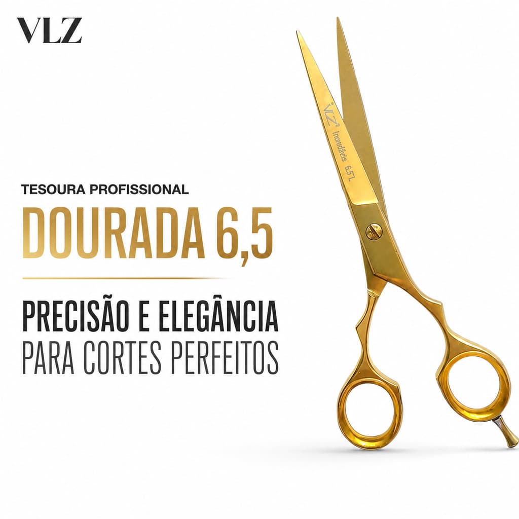 TESOURA PROFISSIONAL VLZ COSMÉTICOS FIO A LASER  6.5 BARBEIRO CABELEREIRO