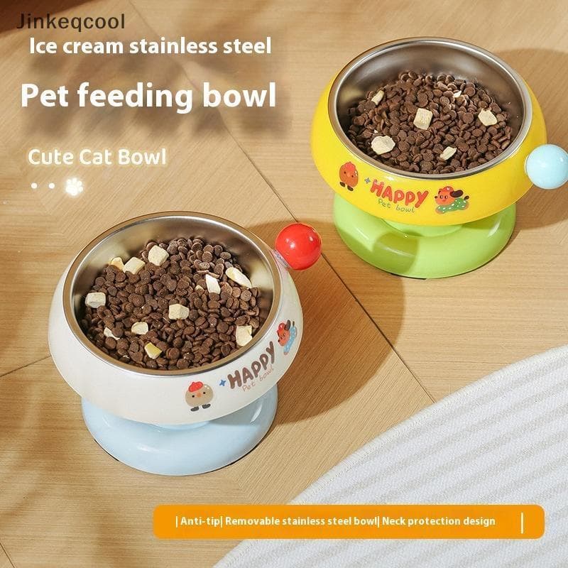 Jqbr Tigela Elevada Para Animais De Estimação , De Aço Inoxidável , Proteção Ne , Anti-Asfixia , Antiderrapante , Suprim