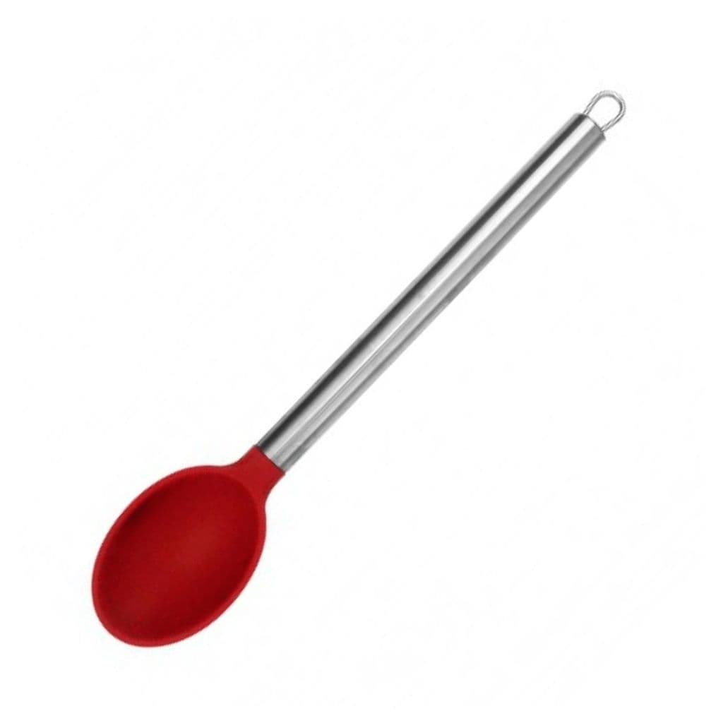 Colher de Silicone com Cabo Inox 33cm Utensílio de Cozinha Resistente