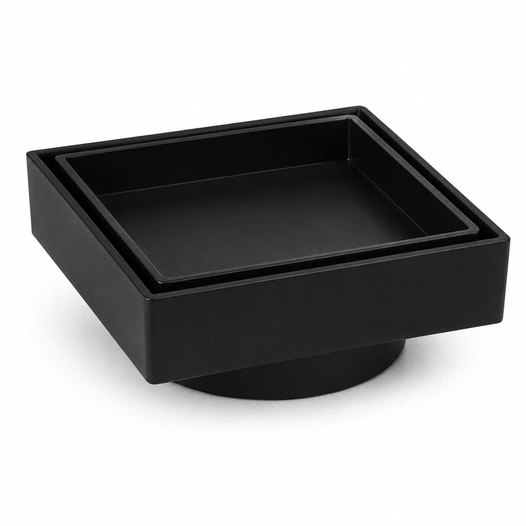 Ralo Invisível Oculto Quadrado Banheiro 12cm Anti Inseto Preto