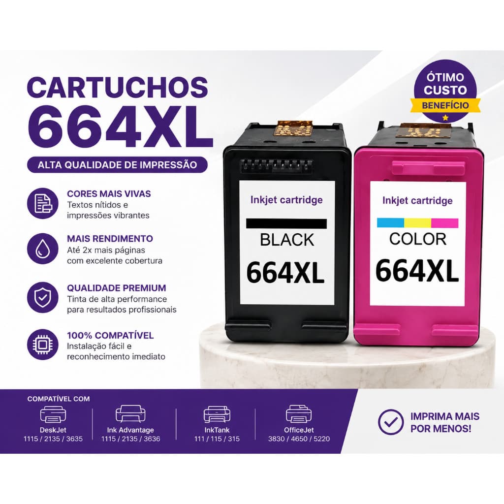 Par Cartucho 664 XL (Colorido/Preto)