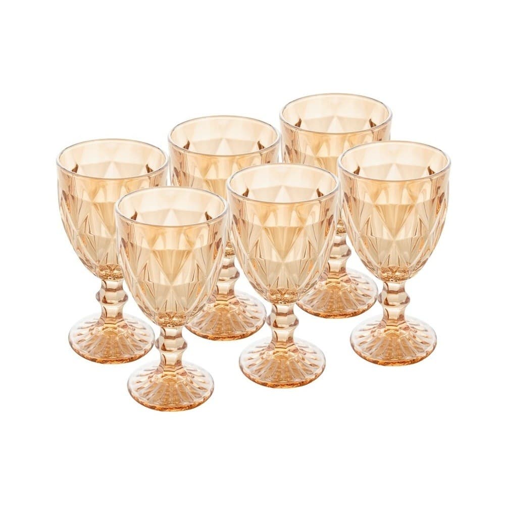 Cj 6 Taças de Vidro para Água Diamond Âmbar 325ml Lyor