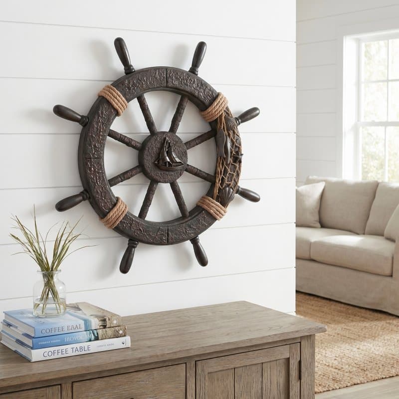 🖼️ Decoração Nautical Wheel, pintada à mão com tinta especial 1Set