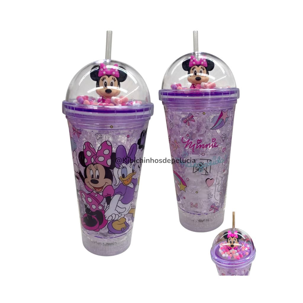 Copo de Plástico com Canudo e LED 460ml- Minnie