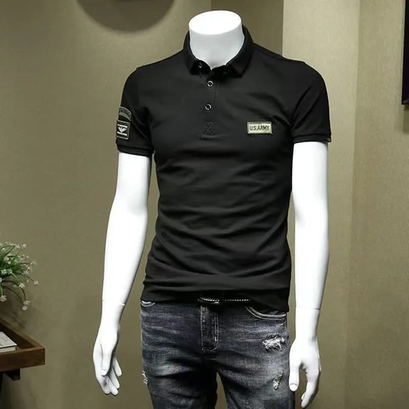 Moda POLO camisa masculina cor sólida juventude lapela manga curta t camisa masculina verão na moda moda t camisa
