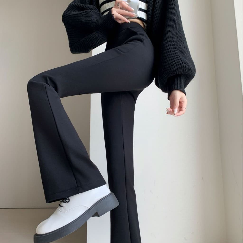 [Calças Micro La Supermodel] Novas calças femininas de outono brocado algodão perna comprida calças casuais femininas pe