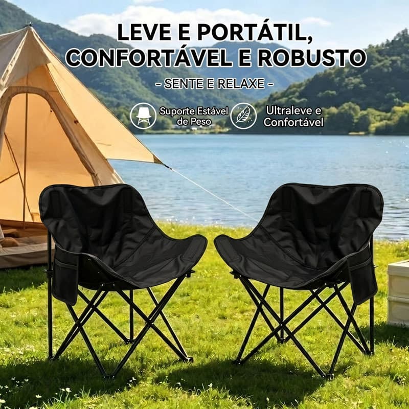 Cadeira Dobrável Camping Confortável Oxford Estrutura Resistente