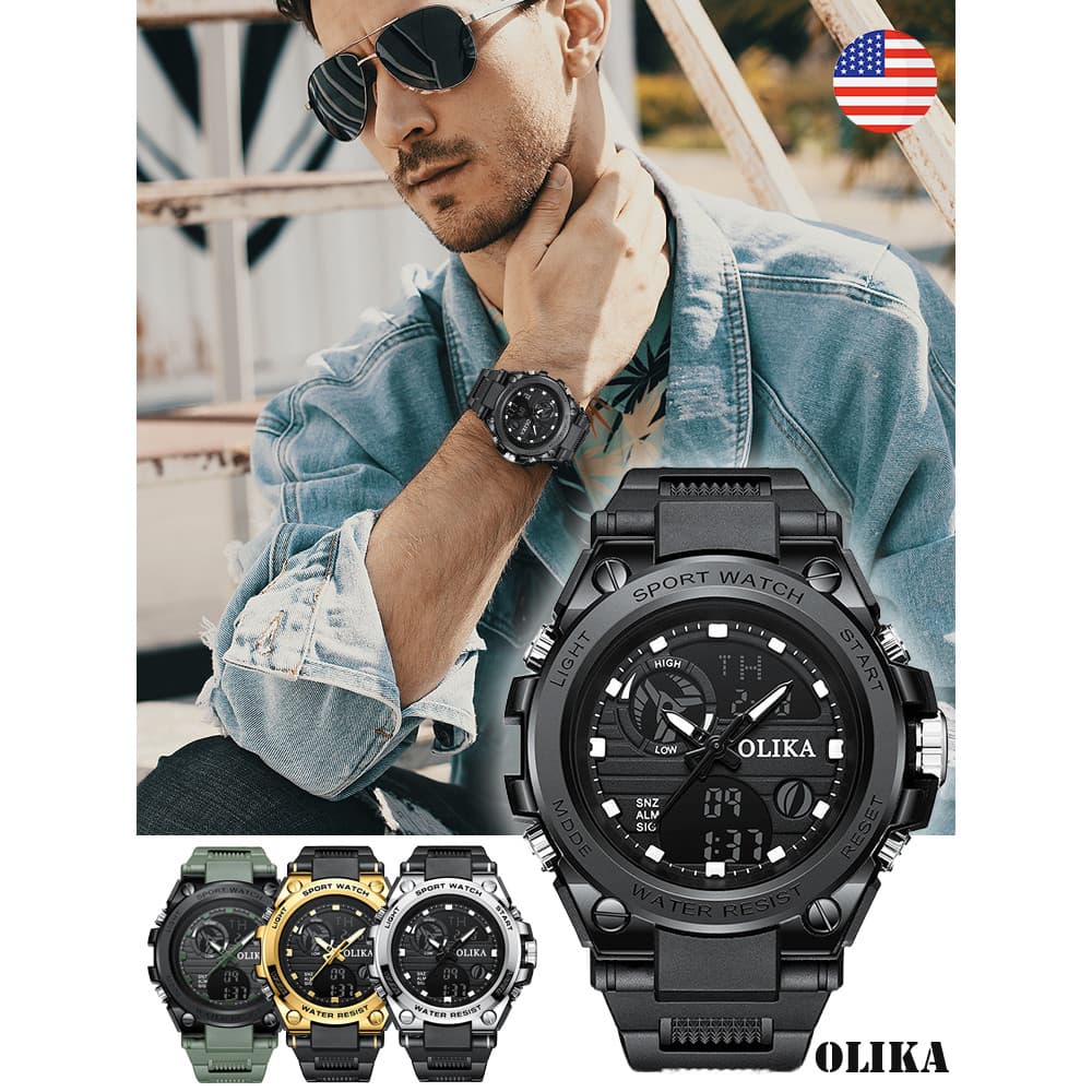 【Design Moderno】Relógio eletrônico de quartzo esportivo masculino, à prova d'água, de pulso Relógio Masculino/Esportivo/