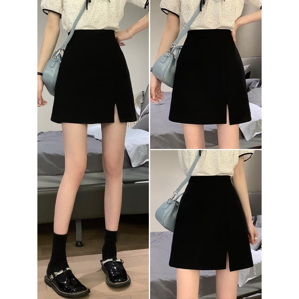 Split terno saia feminina outono inverno 2026 novo estilo meia saia A linha saia curta cintura alta Hip saia Hakama