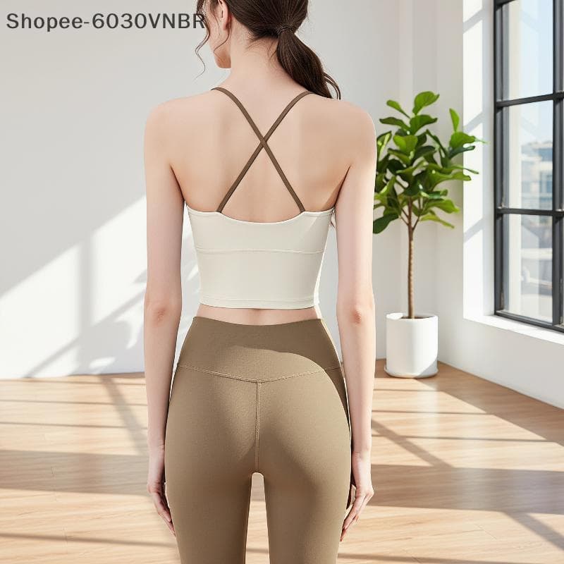 [QY] Sutiã Esportivo Feminino Criss Cross Ba , Almofadas Removíveis E Confortáveis , Adequado Para Academia , Ioga , Cor