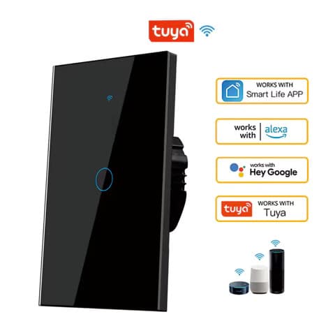 Interruptor Inteligente Wi-fi Nova tuya Touch Switch 1/2/3 Botões branco/preto