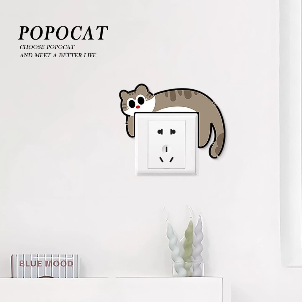 Capa para Interruptor Lazy Cat para Uso Doméstico, Adesivo Protetor para Interruptor, Capa Decorativa para Interruptores