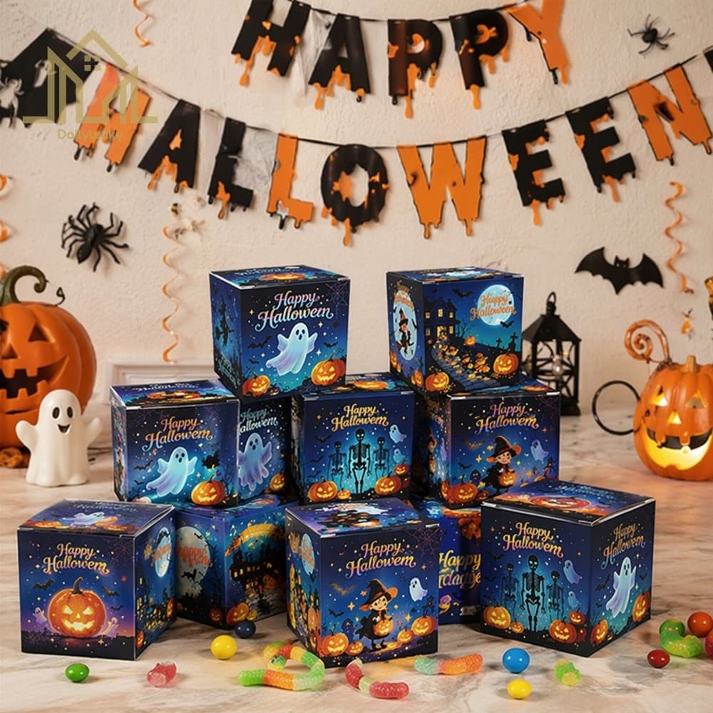 Caixas De Presente De Papel De Halloween Embalagem De Bolo De Doces Para Lembrancinhas De Decoração [Dailylucky.br-DLY]