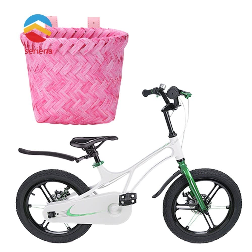 Cesta De Bicicleta Tecida Frontal Com Cinto Ajustável Para Peças De Bicicletas Infantis [Seriena.br]