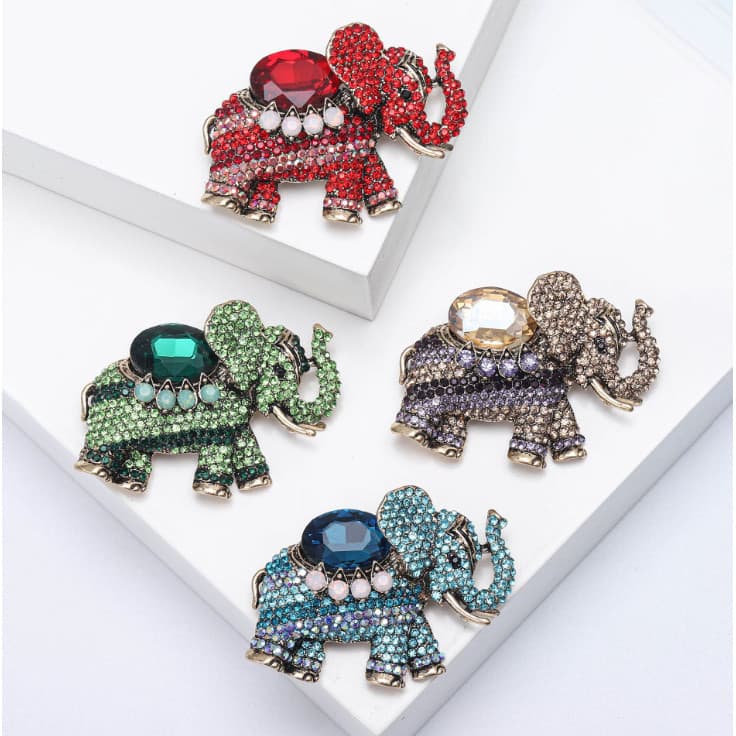 Europeu americano Retro liga strass elefante broche exótico criativo senhoras roupas Corsage jóias pino