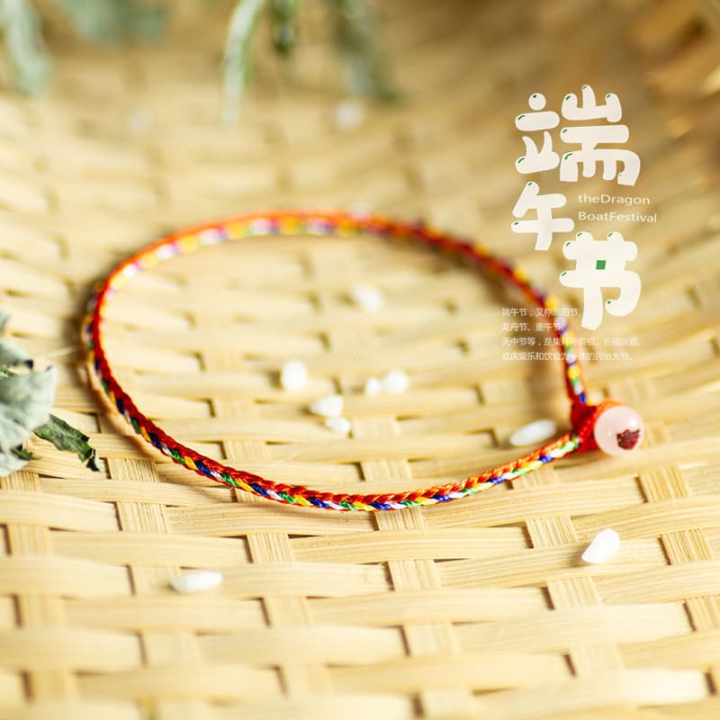 May Festival Dragon Boat Festival Corda de mão Fio fino Uma conta Fio de cinco cores Jade Bead Simples May Festival Drag