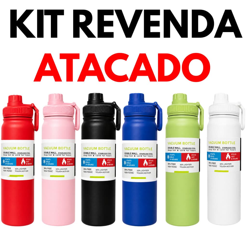Kit 10 Garrafa Térmica Academia Água Gelada Squeeze Inox Vácuo Parede Dupla 800ml 1000ml Esportivo