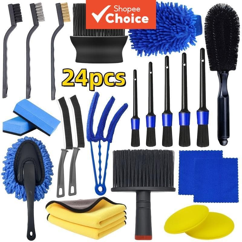 Kit Universal De Ferramentas De Manutenção Para Lavagem De Carros Conjunto De Suprimentos De Limpeza-24 Unidades