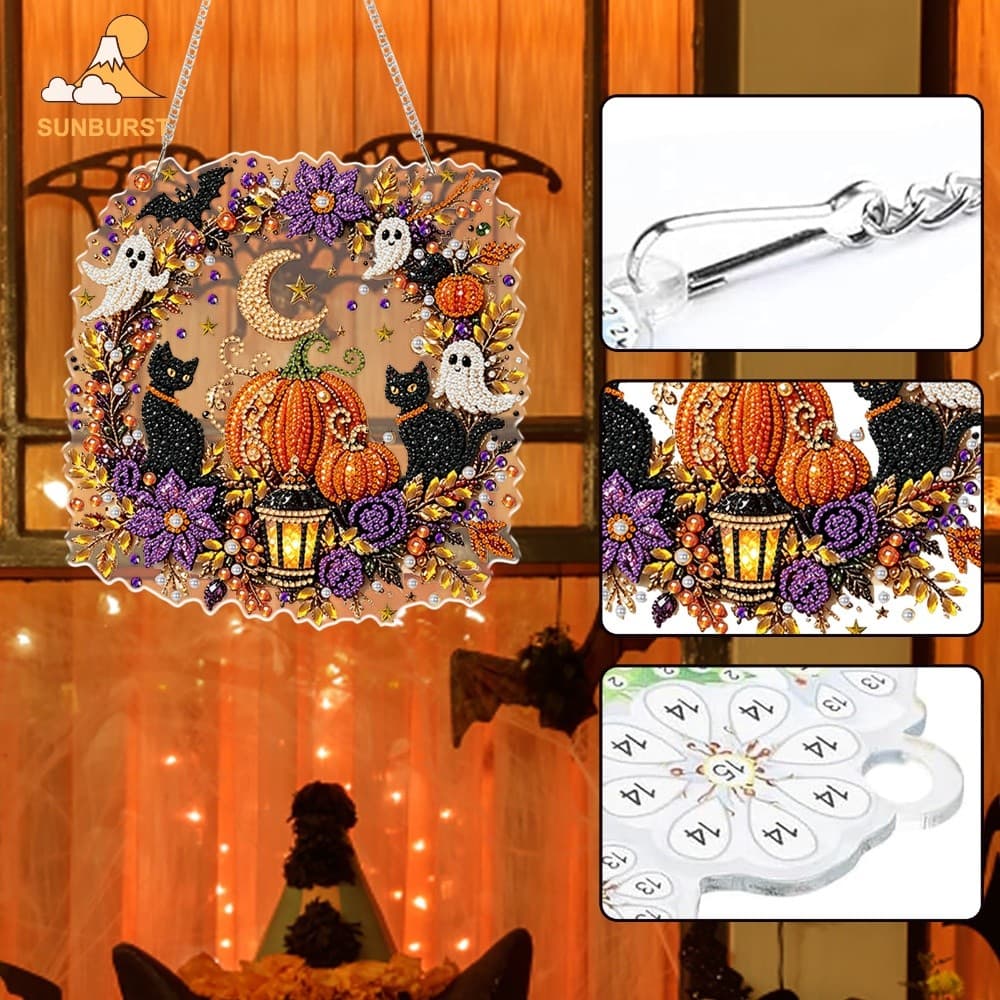 [Sunburst1 . br] Kits De Amuletos De Pintura De Diamante Acrílico DIY De Halloween (1)