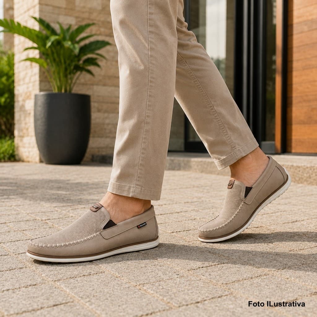 Mocassim Masculino Pegada Couro Casual Calce Fácil  142002