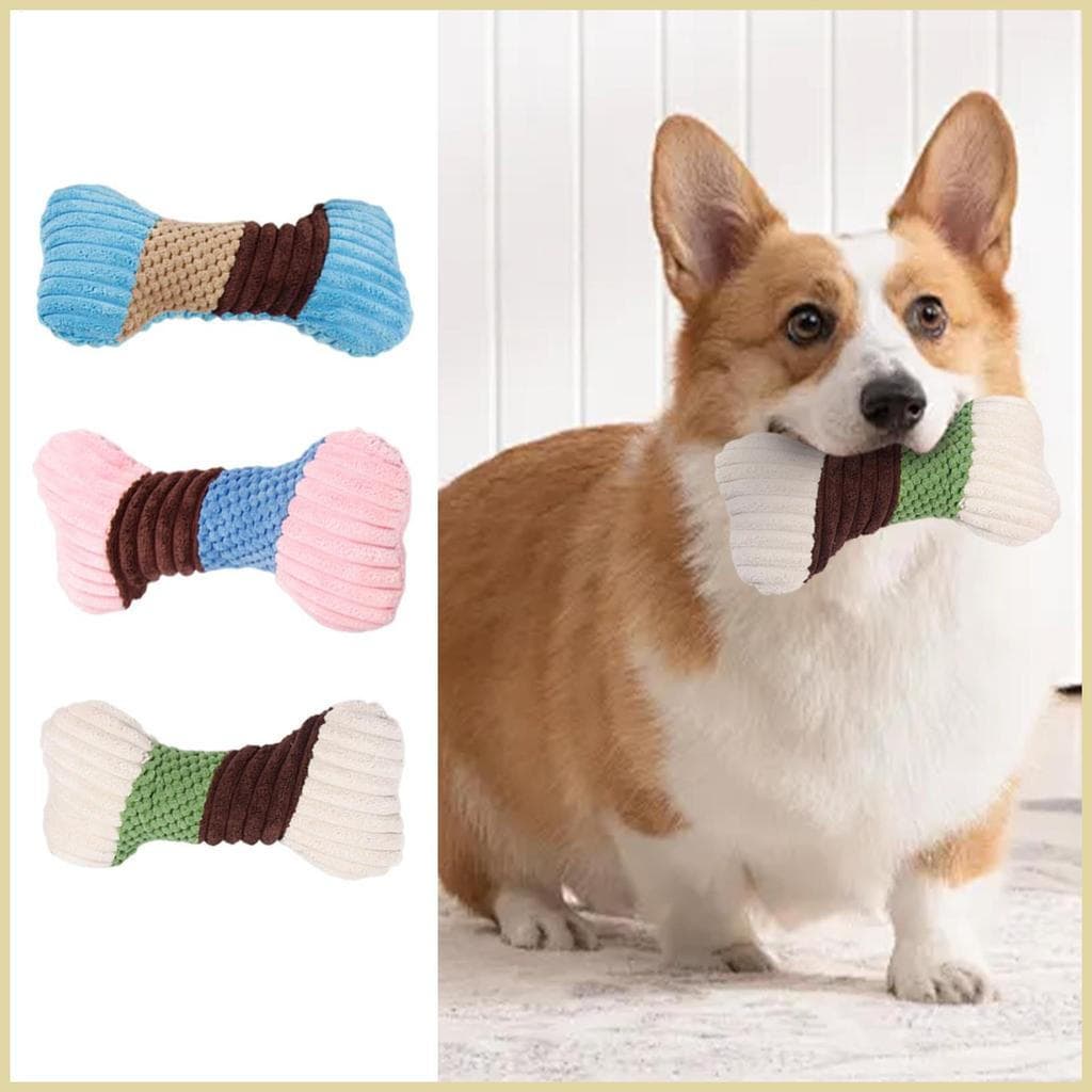 Brinquedos De Pelúcia Para Cães , Criativos De Flanela De Milho Formato De Osso Interativos Que Rangem De Estimação jare