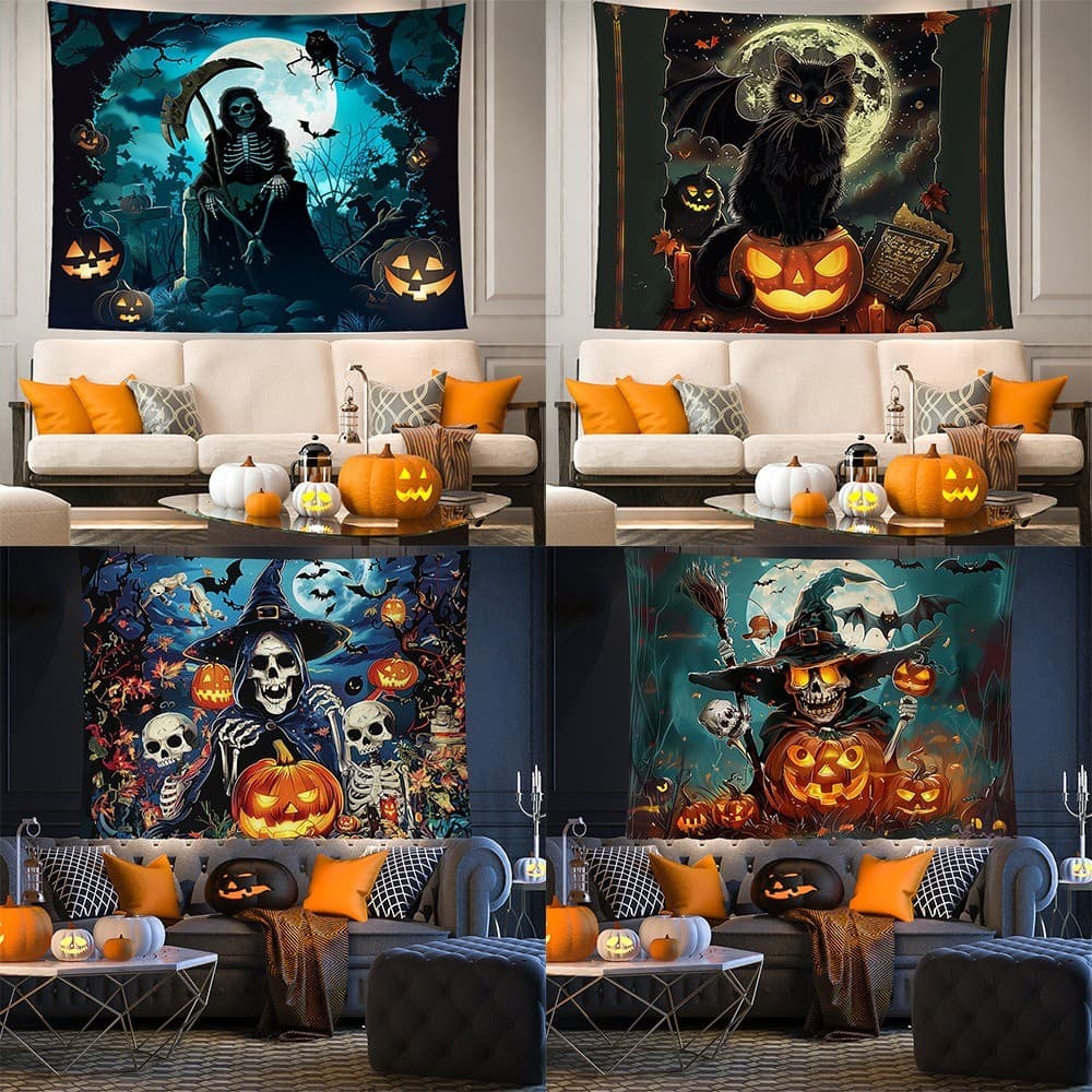 Novo estilo europeu americano Halloween tapeçaria Banner fundo pano fantasma Festival abóbora atmosfera decoração Tapest