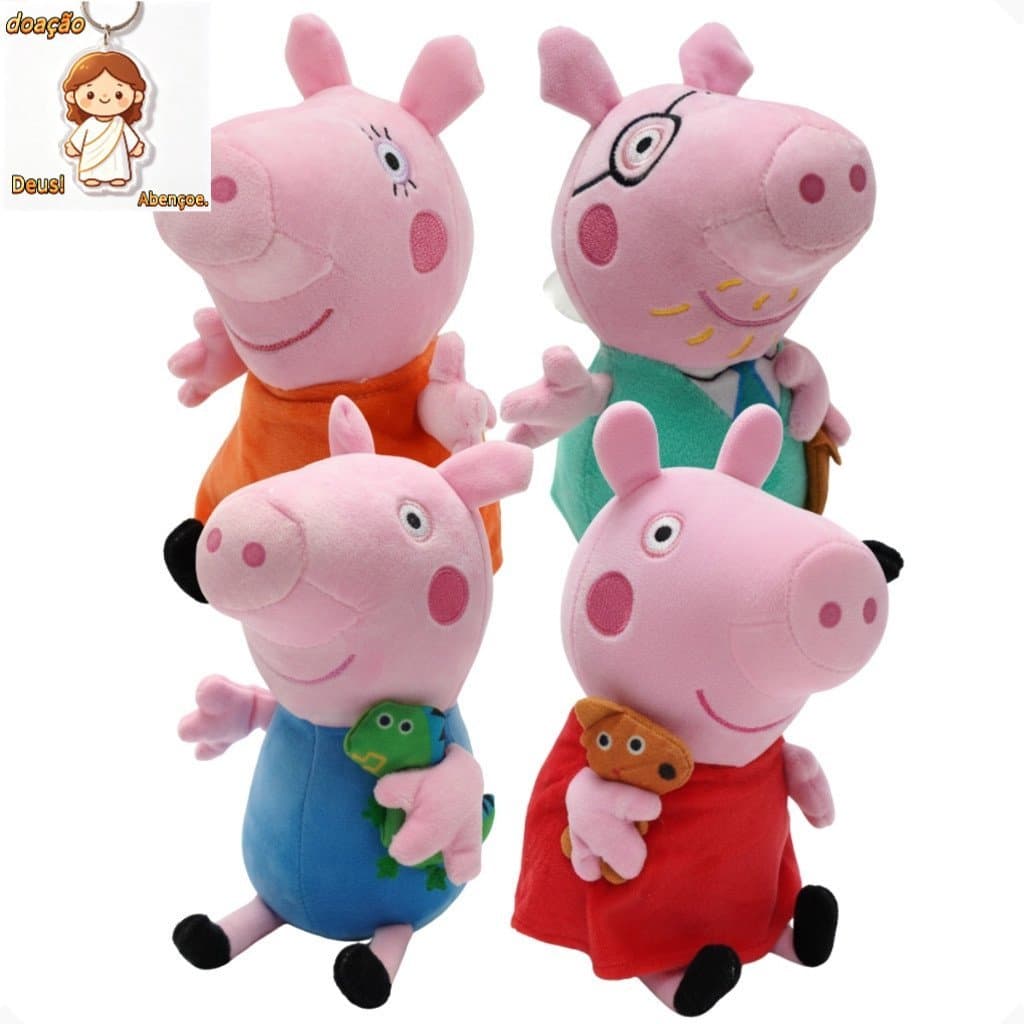 Kit com 2 - 4 Brinquedos de Pelúcia da Peppa Pig, Presente para Crianças, George Pig, Mamãe e Papai Pig